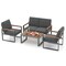 4 Piece Patio Furniture Set with Wood-Plastic Armrests and Aluminum Frame Ideal for Outdoor Use